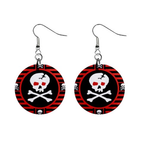 Skull Cross 1  Button Earrings from ArtsNow.com Front