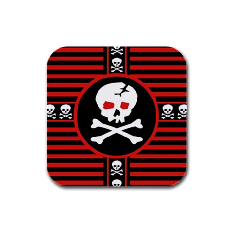 Skull Cross Rubber Square Coaster (4 pack) from ArtsNow.com Front