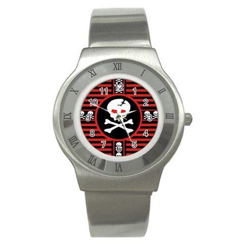 Skull Cross Stainless Steel Watch from ArtsNow.com Front