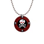 Skull Cross 1  Button Necklace