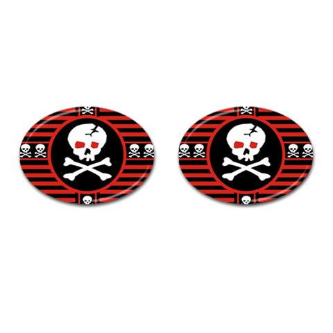 Skull Cross Cufflinks (Oval) from ArtsNow.com Front(Pair)