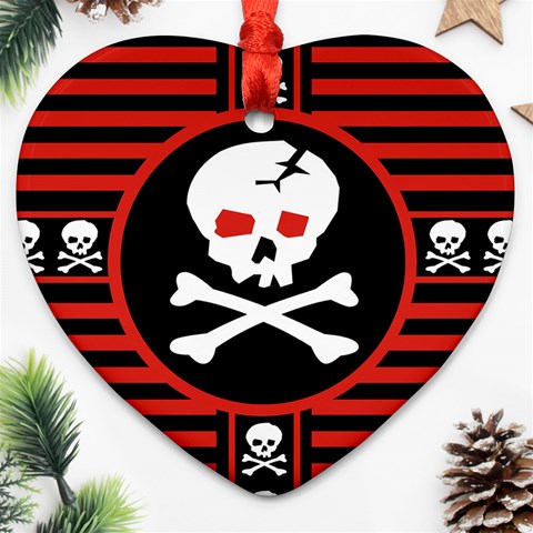 Skull Cross Heart Ornament (Two Sides) from ArtsNow.com Front
