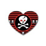 Skull Cross Rubber Heart Coaster (4 pack)