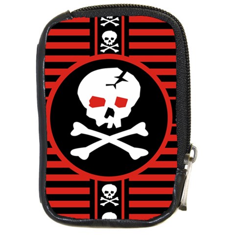 Skull Cross Compact Camera Leather Case from ArtsNow.com Front