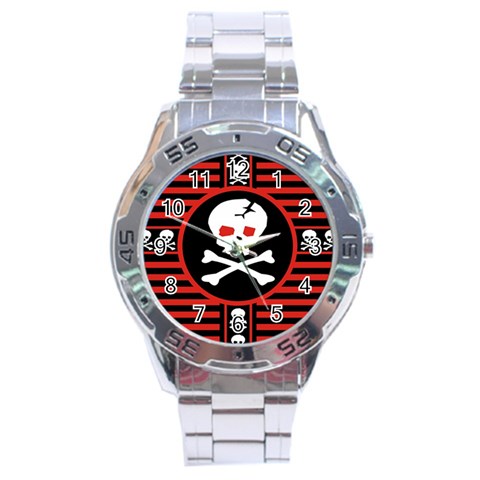 Skull Cross Stainless Steel Analogue Watch from ArtsNow.com Front