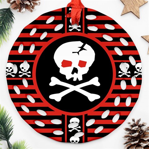 Skull Cross Round Filigree Ornament (Two Sides) from ArtsNow.com Front