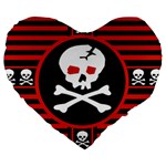 Skull Cross Large 19  Premium Heart Shape Cushion