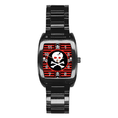 Skull Cross Stainless Steel Barrel Watch from ArtsNow.com Front