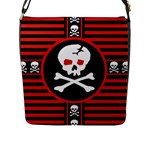 Skull Cross Flap Closure Messenger Bag (L)