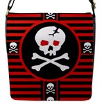 Skull Cross Flap Closure Messenger Bag (S)