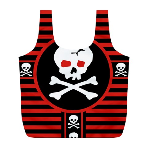 Skull Cross Full Print Recycle Bag (L) from ArtsNow.com Front