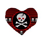 Skull Cross Standard 16  Premium Flano Heart Shape Cushion 