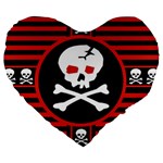 Skull Cross Large 19  Premium Flano Heart Shape Cushion