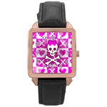 Skull Princess Rose Gold Leather Watch 