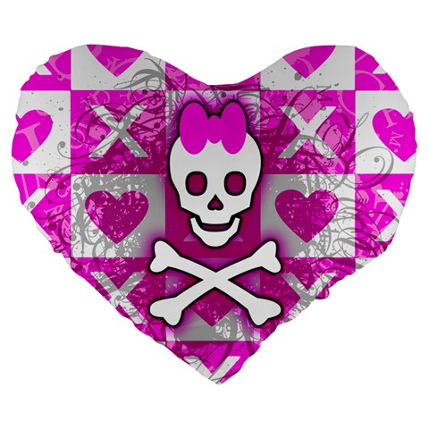 Skull Princess Large 19  Premium Flano Heart Shape Cushion from ArtsNow.com Front