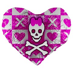 Skull Princess Large 19  Premium Flano Heart Shape Cushion from ArtsNow.com Front