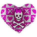 Skull Princess Large 19  Premium Flano Heart Shape Cushion