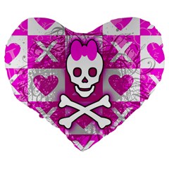 Skull Princess Large 19  Premium Flano Heart Shape Cushion from ArtsNow.com Back