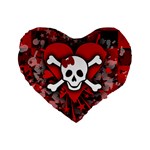 Skull Romance  Standard 16  Premium Heart Shape Cushion 