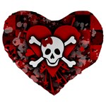 Skull Romance  Large 19  Premium Heart Shape Cushion