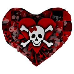 Skull Romance  Large 19  Premium Heart Shape Cushion from ArtsNow.com Back