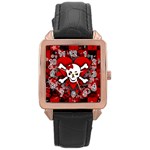 Skull Romance  Rose Gold Leather Watch 