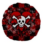 Skull Romance  Large 18  Premium Flano Round Cushion 