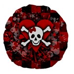 Skull Romance  Large 18  Premium Flano Round Cushion 