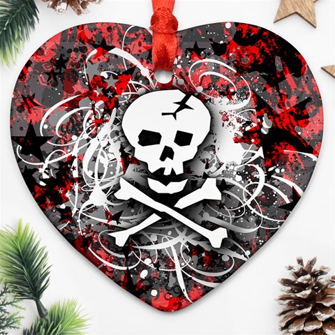 Skull Splatter Heart Ornament (Two Sides) from ArtsNow.com Front