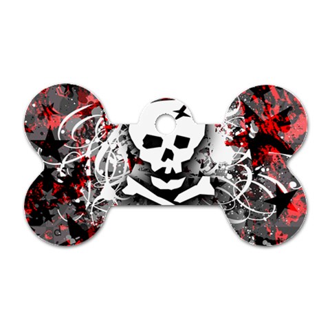 Skull Splatter Dog Tag Bone (Two Sides) from ArtsNow.com Front