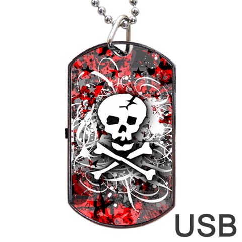 Skull Splatter Dog Tag USB Flash (Two Sides) from ArtsNow.com Front