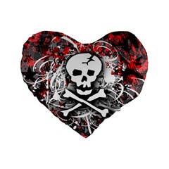 Skull Splatter Standard 16  Premium Heart Shape Cushion  from ArtsNow.com Front