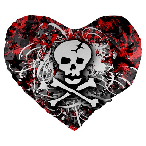 Skull Splatter Large 19  Premium Heart Shape Cushion from ArtsNow.com Front