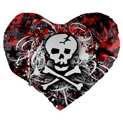 Skull Splatter Large 19  Premium Heart Shape Cushion from ArtsNow.com Back