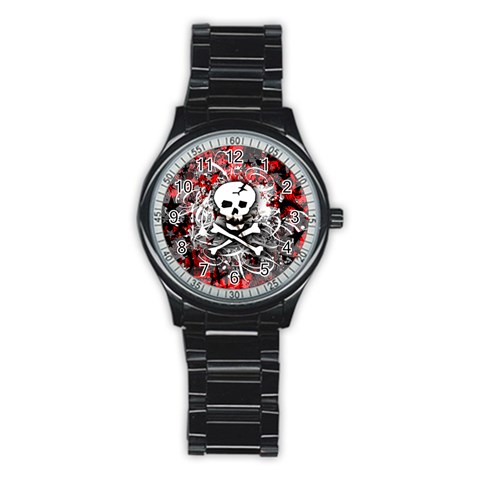 Skull Splatter Stainless Steel Round Watch from ArtsNow.com Front