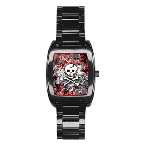 Skull Splatter Stainless Steel Barrel Watch from ArtsNow.com Front