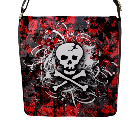 Skull Splatter Flap Closure Messenger Bag (L) from ArtsNow.com Front