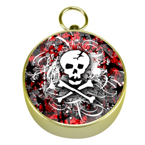 Skull Splatter Gold Compass from ArtsNow.com Front