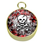 Skull Splatter Gold Compass