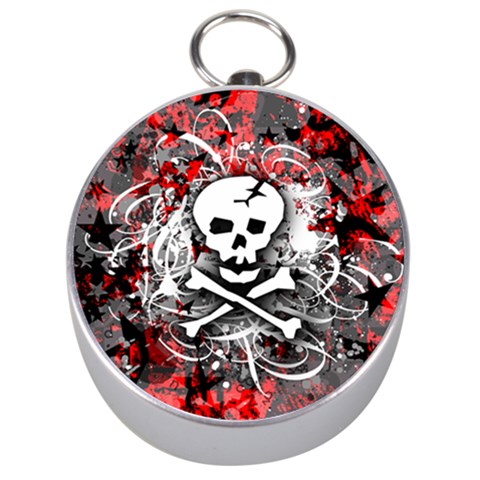 Skull Splatter Silver Compass from ArtsNow.com Front