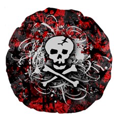 Skull Splatter Large 18  Premium Flano Round Cushion  from ArtsNow.com Front