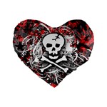 Skull Splatter Standard 16  Premium Flano Heart Shape Cushion 