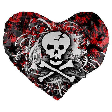 Skull Splatter Large 19  Premium Flano Heart Shape Cushion from ArtsNow.com Front