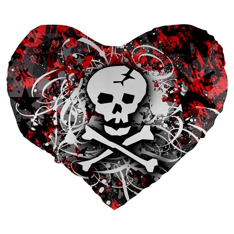 Skull Splatter Large 19  Premium Flano Heart Shape Cushion from ArtsNow.com Back