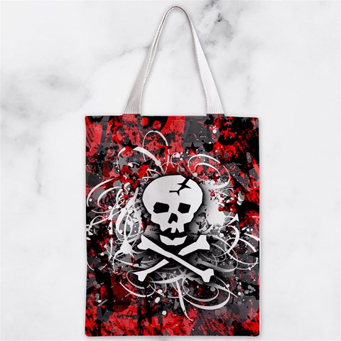 Skull Splatter Zipper Classic Tote Bag from ArtsNow.com Front
