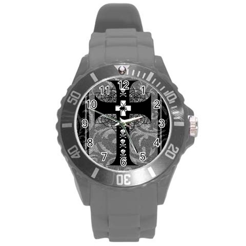 Spider Web Cross Round Plastic Sport Watch (L) from ArtsNow.com Front