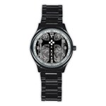 Spider Web Cross Stainless Steel Round Watch