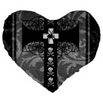 Spider Web Cross Large 19  Premium Flano Heart Shape Cushion