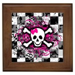 Splatter Girly Skull Framed Tile