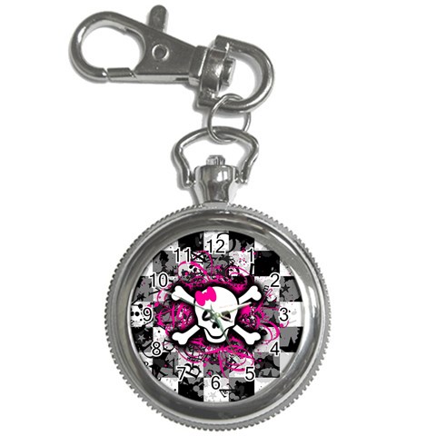 Splatter Girly Skull Key Chain Watch from ArtsNow.com Front